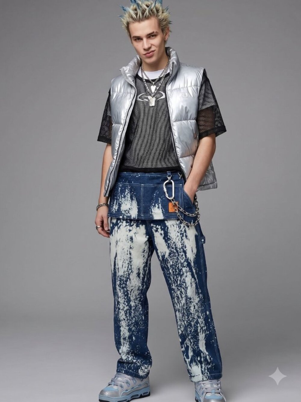 Dickies Brain Dead Acid Splatter Work Pants 30 Denim Blue Unisex